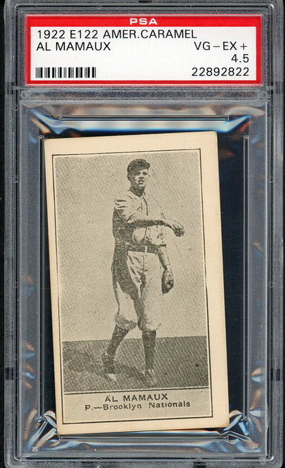 1922 E122 American Caramel Al Mamaux Dodgers PSA 4.5 VG-EX+ 561806