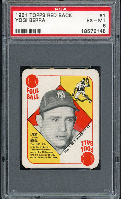 1951 Topps Red Backs #001 Yogi Berra Yankees PSA 6 EX-MT 561814