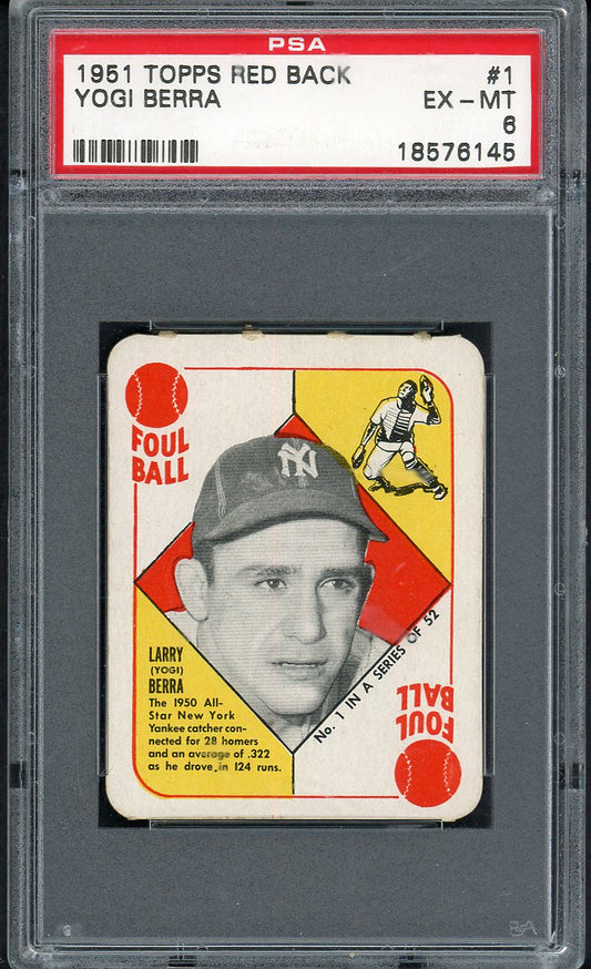 1951 Topps Red Backs #001 Yogi Berra Yankees PSA 6 EX-MT 561814