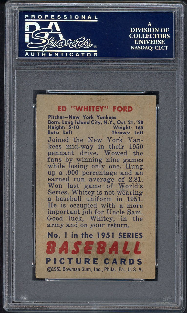 1951 Bowman Baseball #001 Whitey Ford Yankees PSA 5 EX 561819