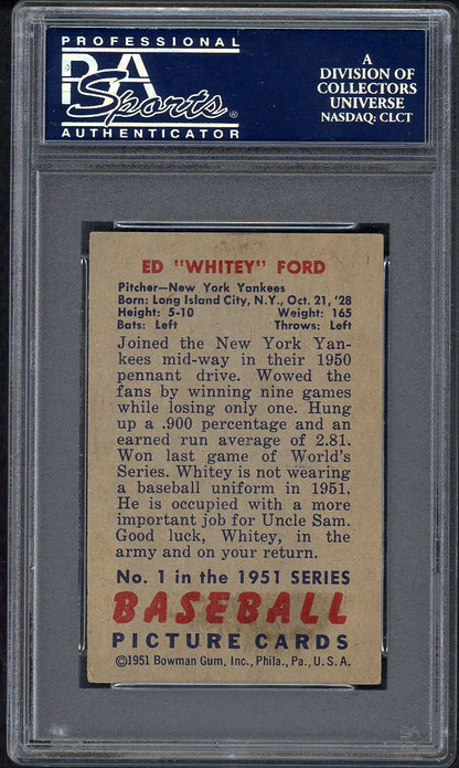 1951 Bowman Baseball #001 Whitey Ford Yankees PSA 5 EX 561819