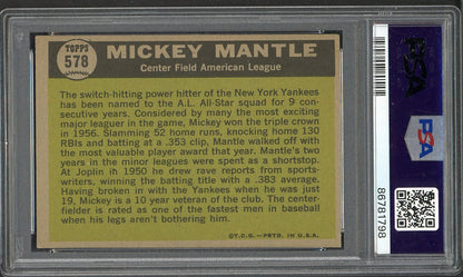 1961 Topps Baseball #578 Mickey Mantle A.S. Yankees PSA 6 EX-MT 561824