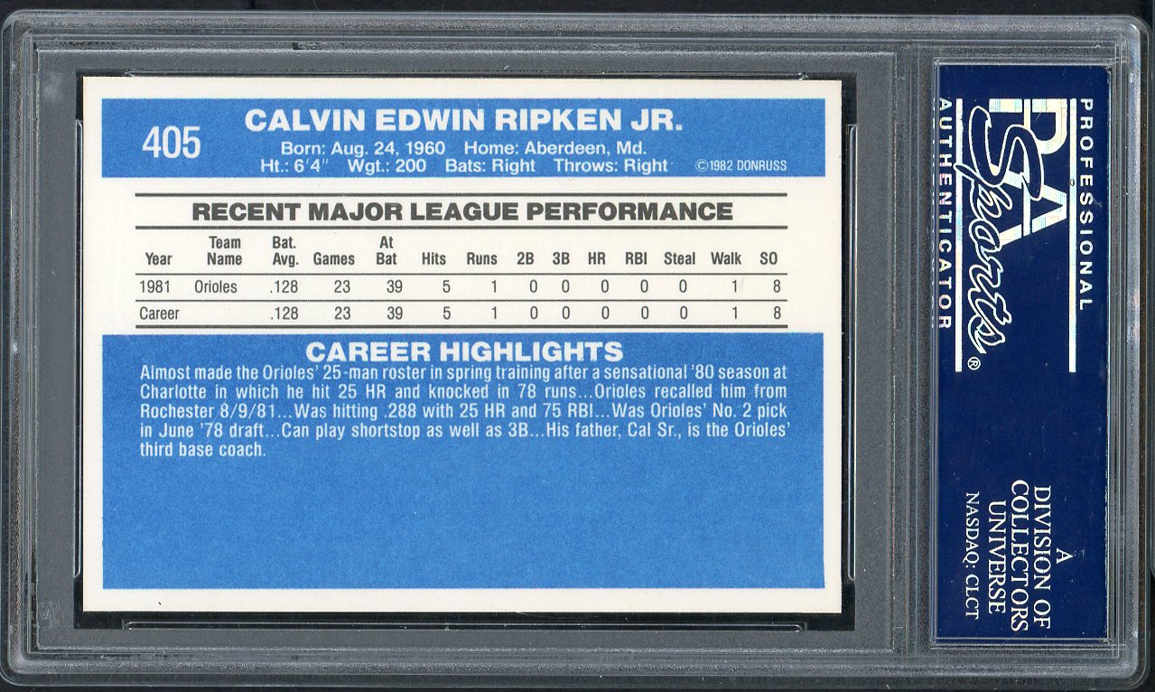 1982 Donruss #405 Cal Ripken Orioles PSA 10 GEM MINT 561827