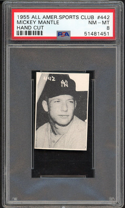 1955 All American Sports Club #442 Mickey Mantle Yankees PSA 8 NM/MT 561832