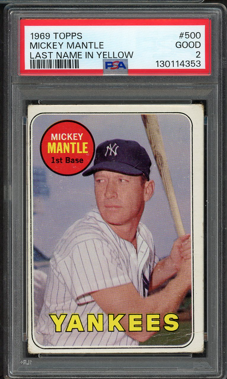 1969 Topps Baseball #500 Mickey Mantle Yankees PSA 2 GD 561835