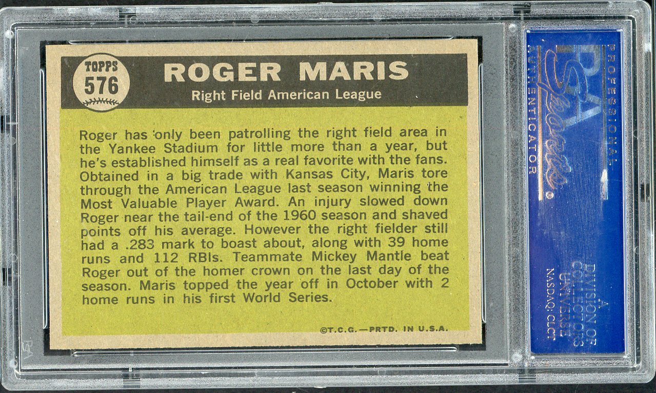 1961 Topps Baseball #576 Roger Maris A.S. Yankees PSA 9 MINT 561836