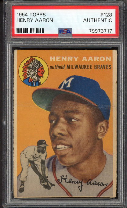 1954 Topps Baseball #128 Hank Aaron Braves PSA Auth 561837