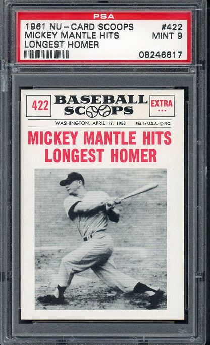 1961 Nu Card Scoops #422 Mickey Mantle Yankees PSA 9 MINT 561841
