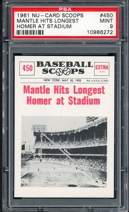 1961 Nu Card Scoops #450 Mickey Mantle Yankees PSA 9 MINT 561842