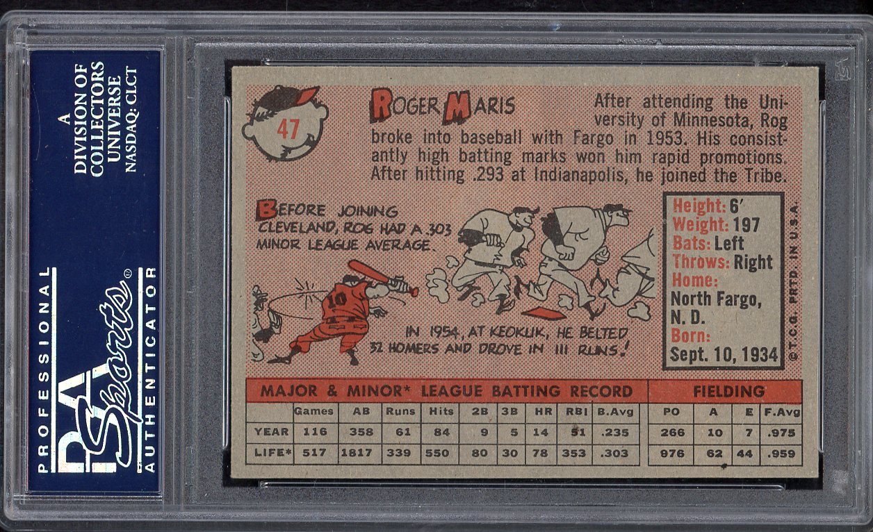 1958 Topps Baseball #047 Roger Maris Indians PSA 7 NM 561845
