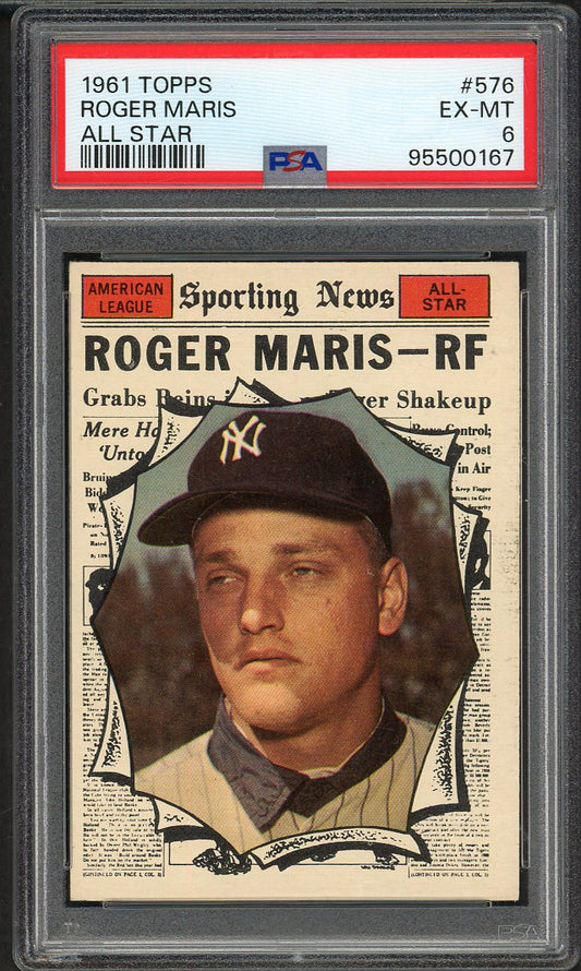 1961 Topps Baseball #576 Roger Maris A.S. Yankees PSA 6 EX-MT 561848