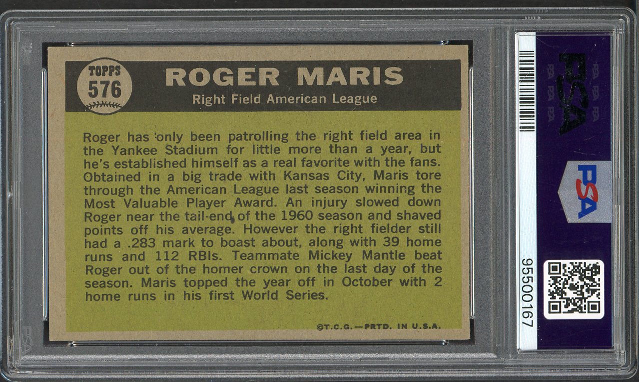 1961 Topps Baseball #576 Roger Maris A.S. Yankees PSA 6 EX-MT 561848