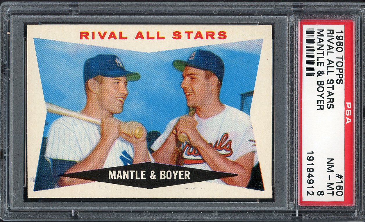 1960 Topps Baseball #160 Mickey Mantle Ken Boyer PSA 8 NM/MT 561857