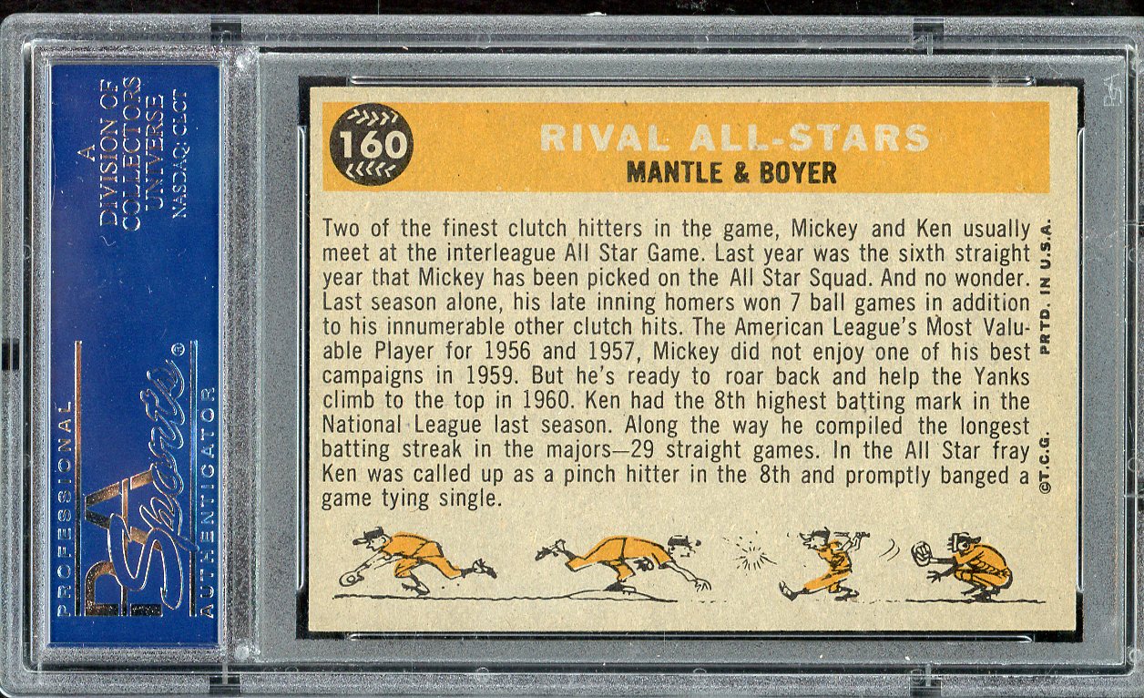 1960 Topps Baseball #160 Mickey Mantle Ken Boyer PSA 8 NM/MT 561857