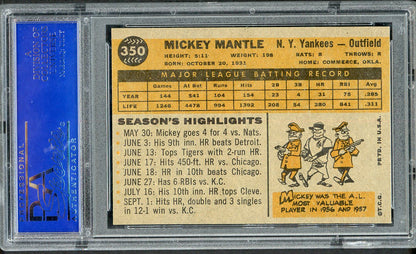 1960 Topps Baseball #350 Mickey Mantle Yankees PSA 7 NM 561858