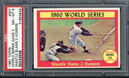1961 Topps Baseball #307 World Series Game 2 Mickey Mantle PSA 8 NM/MT 561862