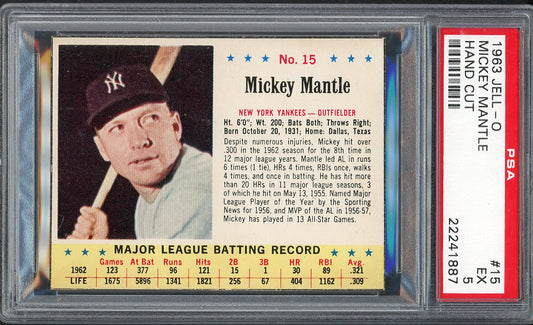 1963 Jello #015 Mickey Mantle Yankees PSA 5 EX 561865