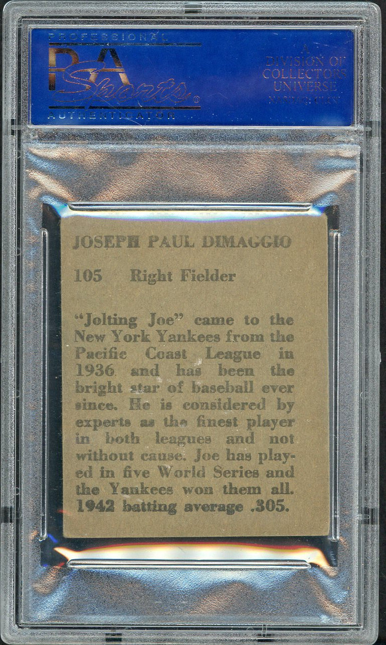 1949 R302-2 M.P. & Co. #105 Joe DiMaggio Yankees PSA 4 VG-EX 561867