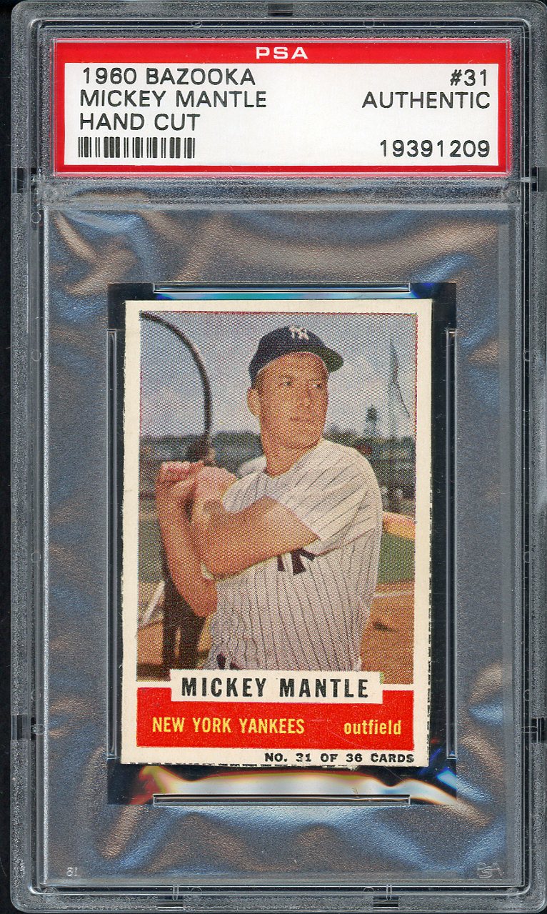 1960 Bazooka Baseball #031 Mickey Mantle Yankees PSA Auth 561871