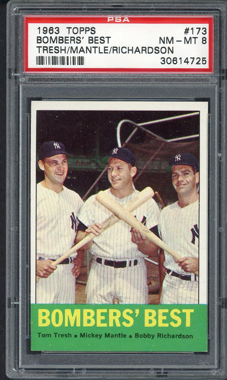 1963 Topps Baseball #173 Mickey Mantle Bobby Richardson PSA 8 NM/MT 561875