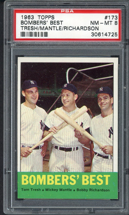 1963 Topps Baseball #173 Mickey Mantle Bobby Richardson PSA 8 NM/MT 561875