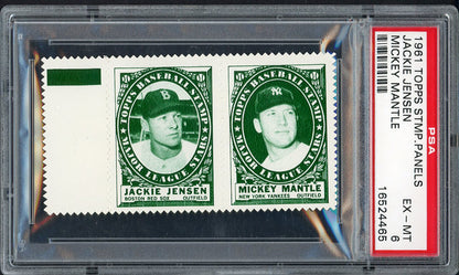 1961 Topps Baseball Stamp Panel Mickey Mantle Jackie Jensen PSA 6 EX-MT 561879
