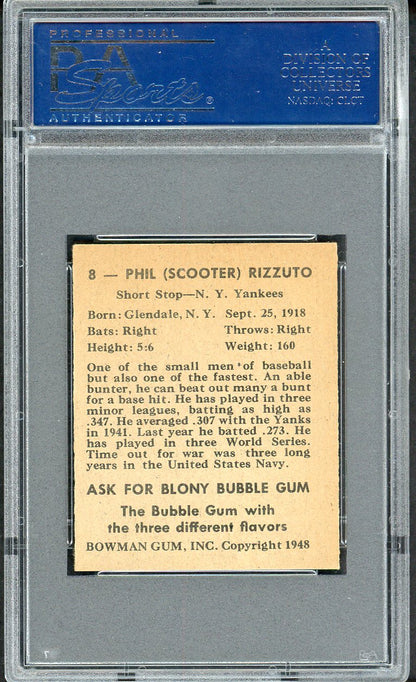 1948 Bowman Baseball #008 Phil Rizzuto Yankees PSA 7 NM 561882