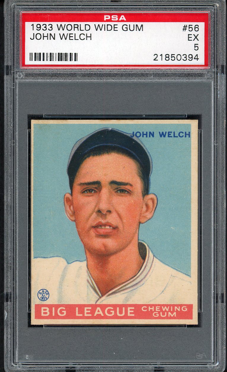 1933 World Wide Gum #056 John Welch Red Sox PSA 5 EX 561902