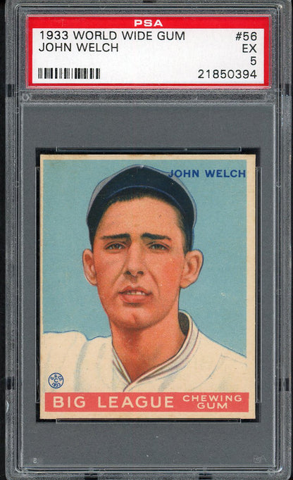 1933 World Wide Gum #056 John Welch Red Sox PSA 5 EX 561902