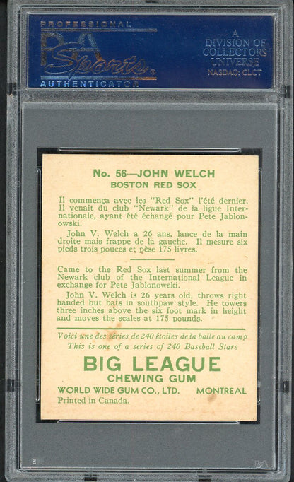 1933 World Wide Gum #056 John Welch Red Sox PSA 5 EX 561902