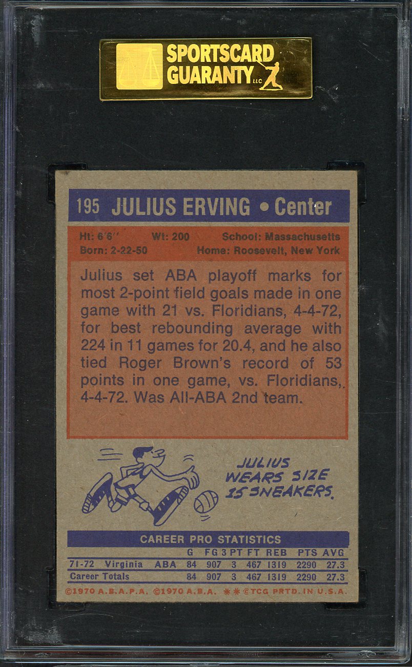 1972 Topps Basketball #195 Julius Erving Squires SGC 6 EX-MT 561909