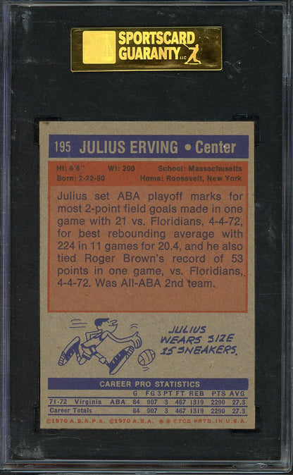 1972 Topps Basketball #195 Julius Erving Squires SGC 6 EX-MT 561909