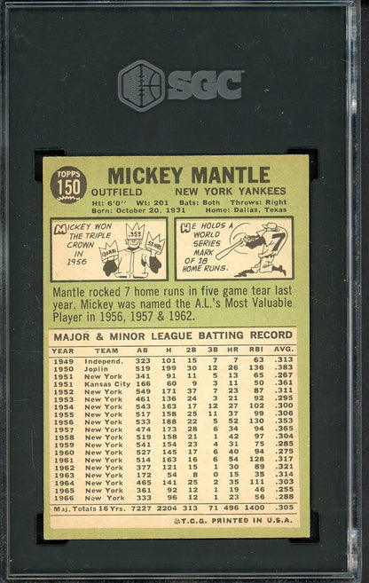 1967 Topps Baseball #150 Mickey Mantle Yankees SGC 4 VG-EX 561910