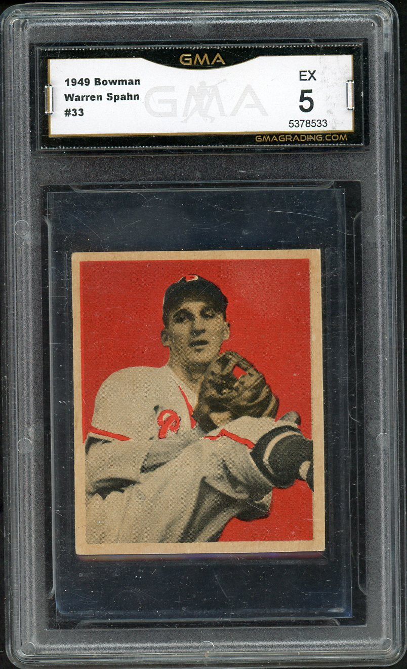 1949 Bowman Baseball #033 Warren Spahn Braves GMA 5 EX 561911