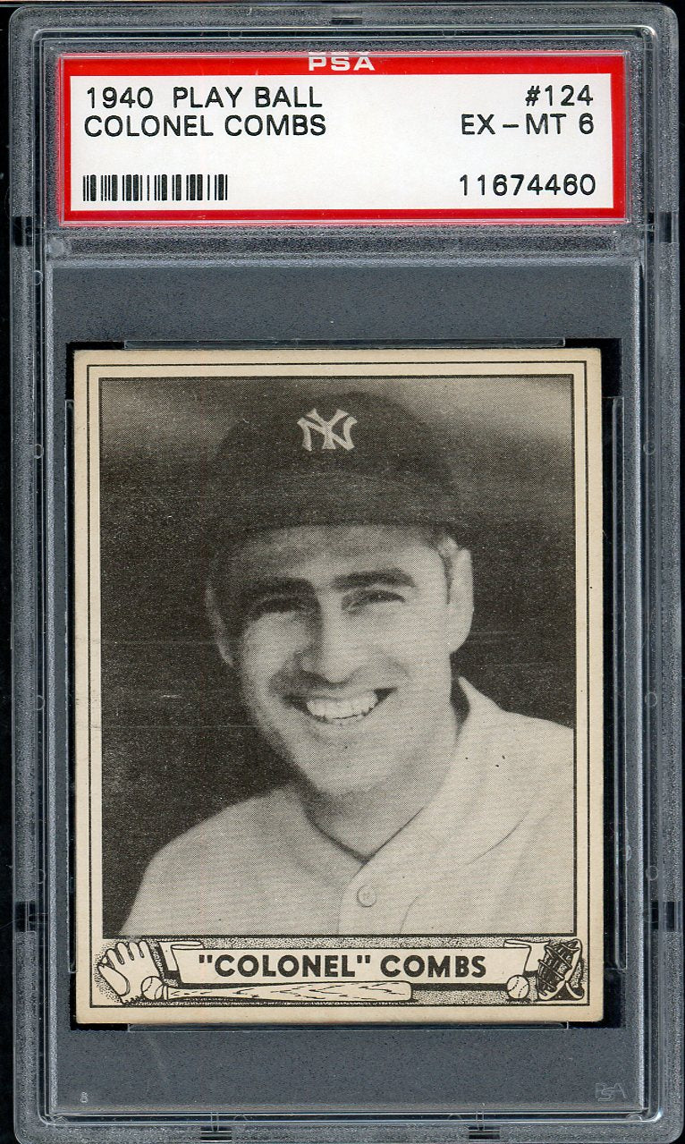 1940 Play Ball #124 Earle Combs Yankees PSA 6 EX-MT 561912