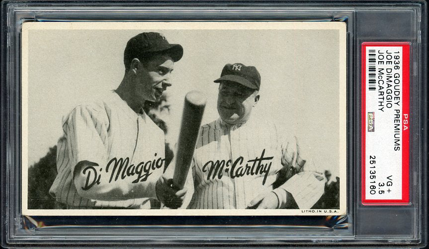 1936 R314 Goudey Wide Pens Joe DiMaggio Joe McCarthy PSA 3.5 VG+ 561915