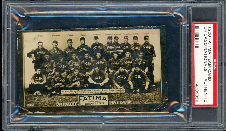 1913 T200 Fatima Chicago Cubs Team PSA Auth 561917