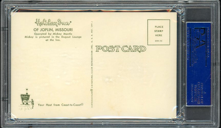 1962 Holiday Inn Postcard Mickey Mantle Yankees PSA 7.5 NM+ 561921