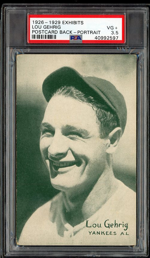 1926-29 Postcard Exhibit Lou Gehrig Yankees PSA 3.5 VG+ 561924