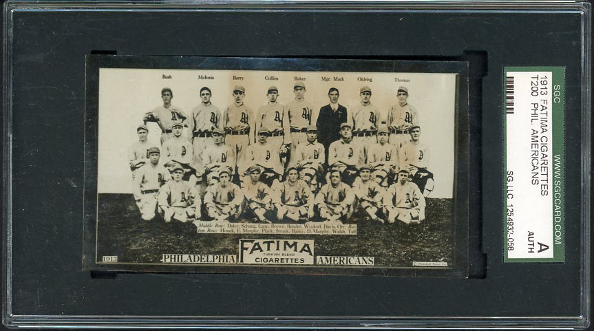 1913 T200 Fatima Philadelphia A's Team SGC Auth 561928