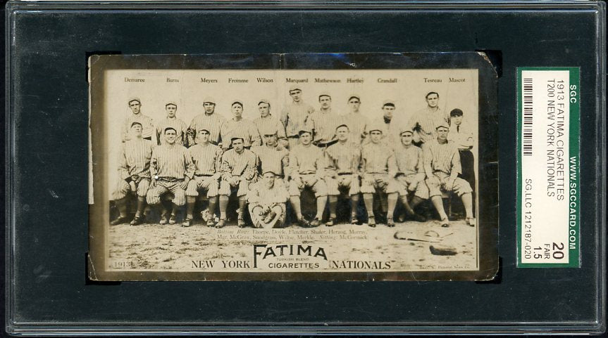 1913 T200 Fatima New York Giants Team SGC 1.5 FR 561930