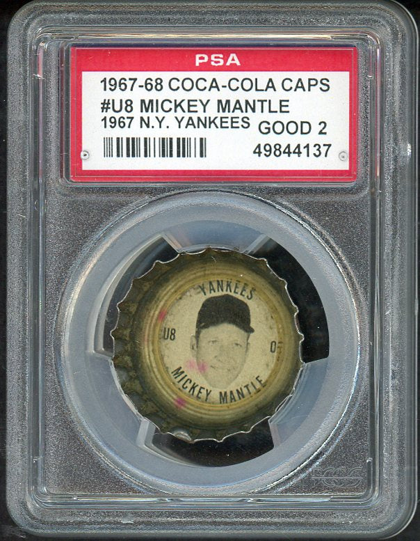 1967 Coca Cola Caps #U8 Mickey Mantle Yankees PSA 2 GD 561931