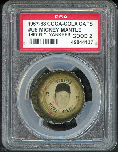 1967 Coca Cola Caps #U8 Mickey Mantle Yankees PSA 2 GD 561931