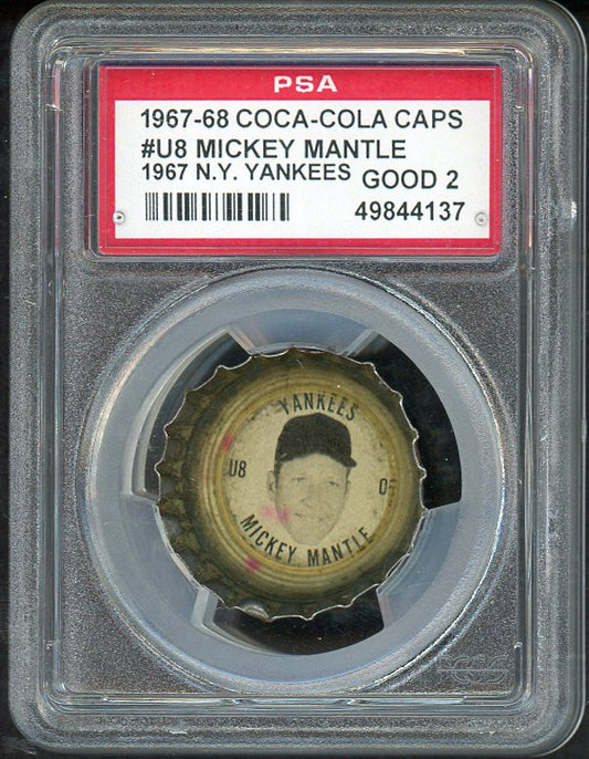 1967 Coca Cola Caps #U8 Mickey Mantle Yankees PSA 2 GD 561931