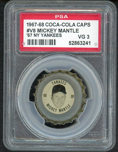 1967 Coca Cola Caps #V8 Mickey Mantle Yankees PSA 3 VG 561932