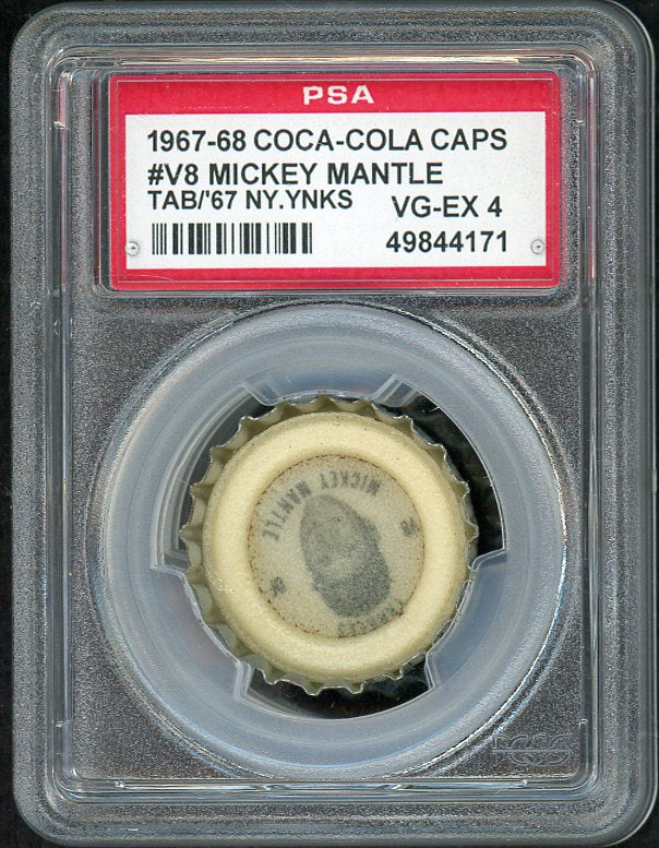 1967 Coca Cola Caps #V8 Mickey Mantle Yankees PSA 4 VG-EX Tab 561933