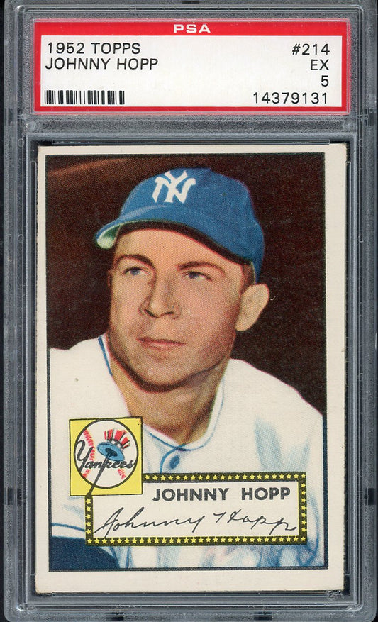 1952 Topps Baseball #214 Johnny Hopp Yankees PSA 5 EX 561934