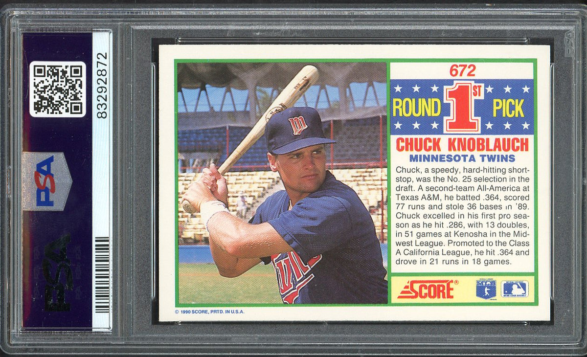 1990 Score #672 Chuck Knoblauch Twins PSA 10 GEM MINT 561942