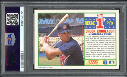 1990 Score #672 Chuck Knoblauch Twins PSA 10 GEM MINT 561942