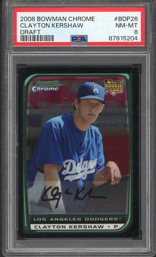 2008 Bowman Chrome #BDP26 Clayton Kershaw Dodgers PSA 8 NM/MT 561950